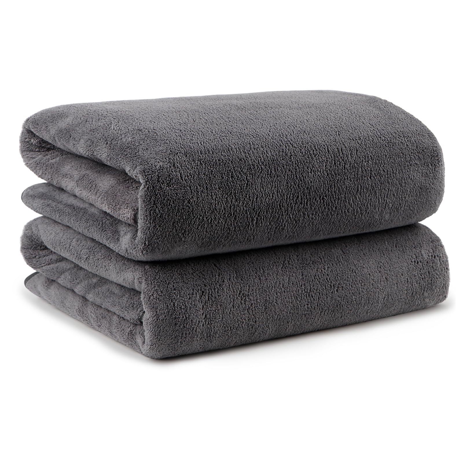 Orighty Microfiber Bath Towels Pack of 2(27'' x 54'') - Soft Feel  Highly Absorbent  Quick Drying for Body  Sport  Yoga  SPA  Fitness - Grey